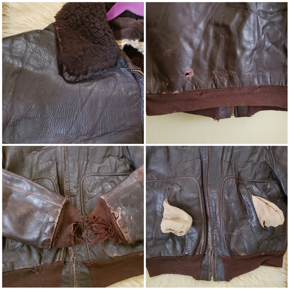 40s 50s Steerhide Leather Jacket Vintage Bomber - Picture 5 of 8